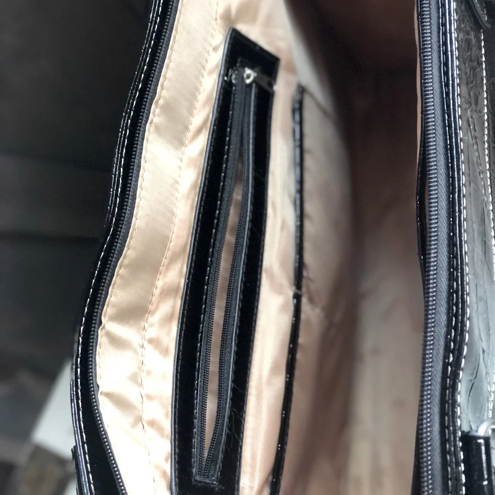 Black Faux Snake Skin Laptop Bag / Purse